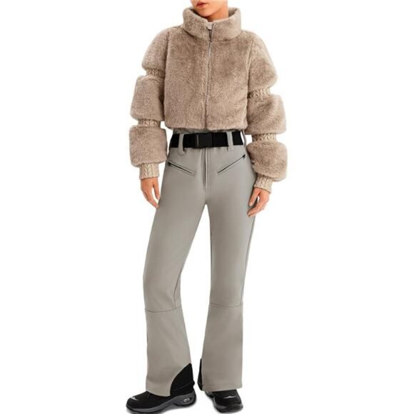 Women's Snow Suit One Piece Ski Suit Faux Fur Collar Jumpsuit